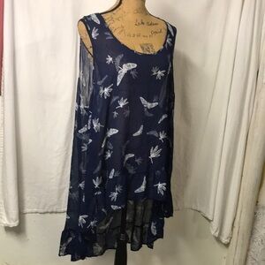 Torrid Women’s Plus Size 4X Sheer Tunic or Swim Suit Cover Navy Blue white